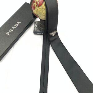 Prada Black Tie with Silver Logo - Gift Box Included🥰